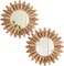2 Pack Boho Wall Decor Sunburst Mirror, Rustic Round Wood, 12 inch